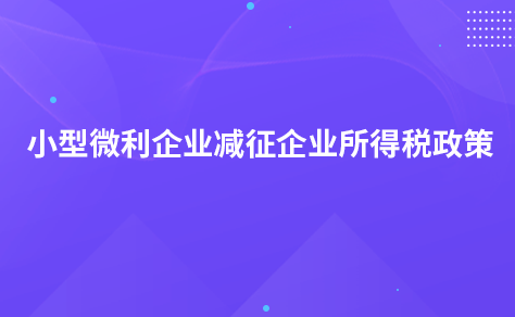 小型微利企業(yè)減征企業(yè)所得稅政策