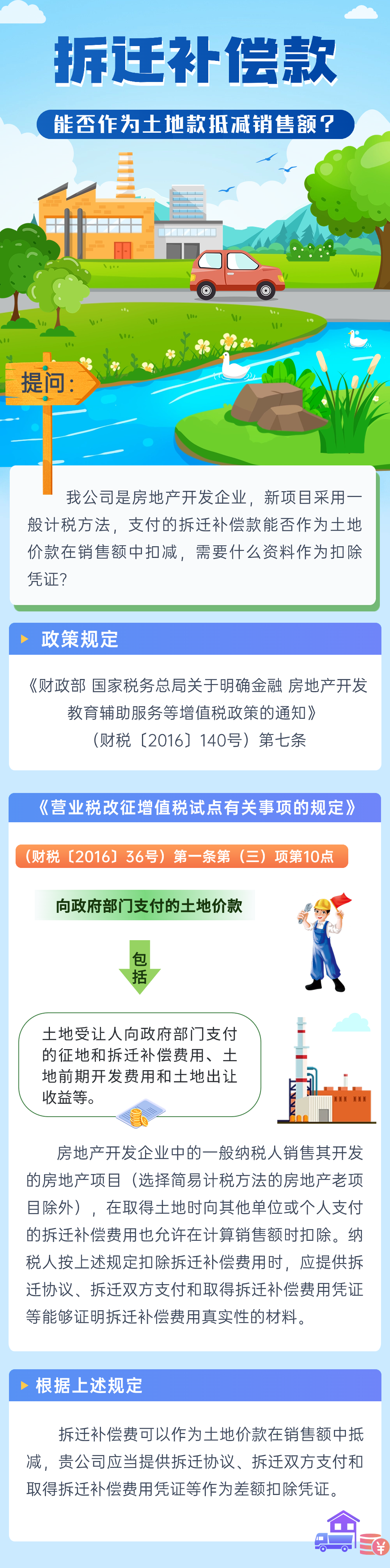 拆遷補償款能否作為土地款抵減銷售額？