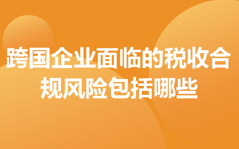 跨國(guó)企業(yè)面臨的稅收合規(guī)風(fēng)險(xiǎn)包括哪些