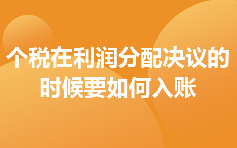 個(gè)稅在利潤(rùn)分配決議的時(shí)候要如何入賬