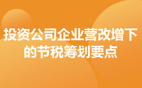 投資公司企業(yè)營改增下的節(jié)稅籌劃要點(diǎn)