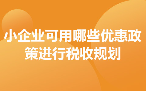 小企業(yè)可用哪些優(yōu)惠政策進(jìn)行稅收規(guī)劃